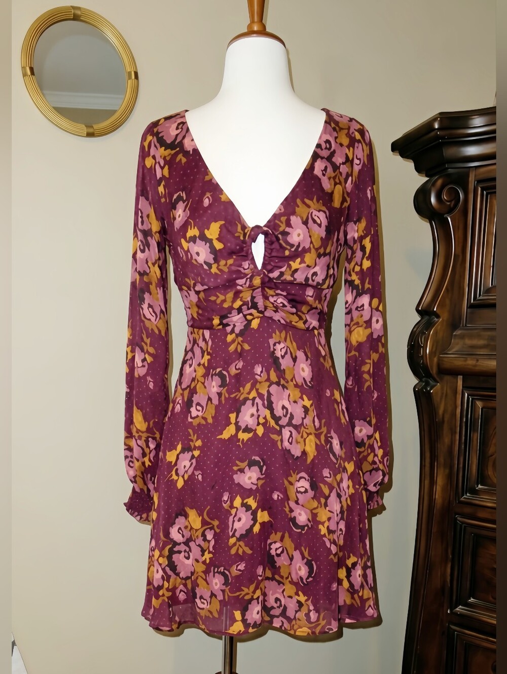❤️💜💛 Free People "Morning Light" Long Sleeve Floral Dress